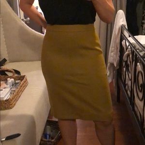 Mustard gold color J Crew pencil skirt.